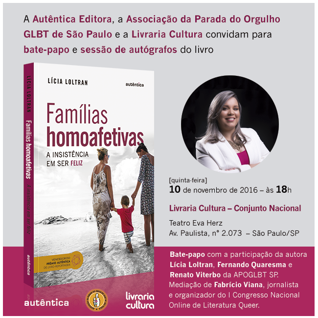 Autêntica convida para lançamento do livro Famílias homoafetivas em São Paulo