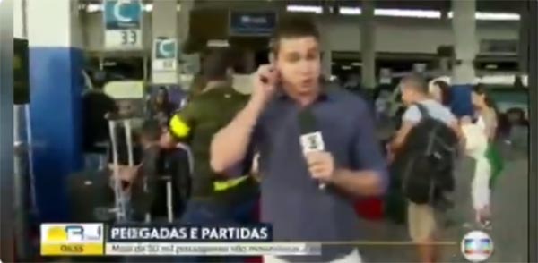 Repórter Pedro Figueiredo leva bronca do marido Ao Vivo na Globo