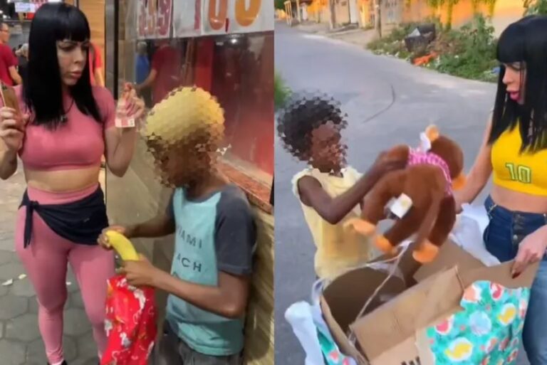 Influenciadoras dão banana e macaco de pelúcia para crianças negras